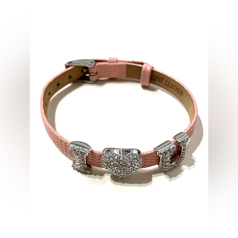 Swarovski “I 🤍 U” Crystal Pink Leather Bracelet